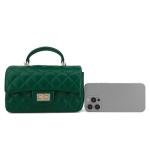 M-ioi-M Small Quilted Crossbody Bags for Women, Mini Leather Shoulder Bags with Gold Chain Strap, Soft Lambskin Top Handle Flap Purses, Trendy Luxury Designer Lady Dressy Evening Handbags(Angel Green)