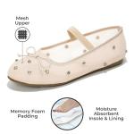 Project Cloud Ballet Flats Shoes for Women – Crystal-Embellished Mesh Ballet Flats Women Footwear – Non-Slip Mary Jane Shoes with Memory Foam – Casual Footwear for All-Day Comfort (Amity, Nude, 10)