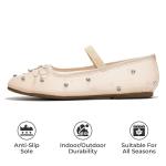 Project Cloud Ballet Flats Shoes for Women – Crystal-Embellished Mesh Ballet Flats Women Footwear – Non-Slip Mary Jane Shoes with Memory Foam – Casual Footwear for All-Day Comfort (Amity, Nude, 10)
