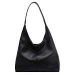Hobo Bags for Women Slouchy Tote Bag Soft Casual PU Leather Shoulder Purses 2pcs Work Everyday Handbags (Black)