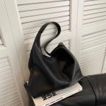 Hobo Bags for Women Slouchy Tote Bag Soft Casual PU Leather Shoulder Purses 2pcs Work Everyday Handbags (Black)