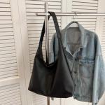 Hobo Bags for Women Slouchy Tote Bag Soft Casual PU Leather Shoulder Purses 2pcs Work Everyday Handbags (Black)