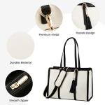 LOVEVOOK Laptop Bag for Women - 17 inch Lightweight Canvas Laptop Tote, Large Capacity Computer Bag with Clutch Purse for Business, Work, Travel, School (Beige & Black, 17 Inch)