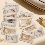 FREEAMG 12 Pcs Travel Jewelry Bags for Women Girl, Velvet Jewelry Pouch, Small Clear Jewelry Bag, Zippered Jewelry Organizer, Luxury Jewelry Gift Bags