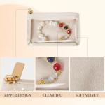 FREEAMG 12 Pcs Travel Jewelry Bags for Women Girl, Velvet Jewelry Pouch, Small Clear Jewelry Bag, Zippered Jewelry Organizer, Luxury Jewelry Gift Bags