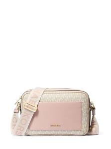 Michael Kors Maeve Large Pocket Crossbody Bag, Gold-Tone Hardware/Vanilla/Soft Pink, One Size