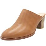 Maypie Womens Chunky Heels Mules and Clogs Closed Toe Bootie Pumps Slides Shoes, Brown, 9 B(M) US