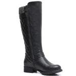 GLOBALWIN Women's Black Quilted Knee High Boots For Women Low Heel Comfortable Fashion Riding Boots Size 8.5M