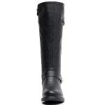 GLOBALWIN Women's Black Quilted Knee High Boots For Women Low Heel Comfortable Fashion Riding Boots Size 8.5M
