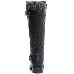 GLOBALWIN Women's Black Quilted Knee High Boots For Women Low Heel Comfortable Fashion Riding Boots Size 8.5M