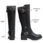 GLOBALWIN Women's Black Quilted Knee High Boots For Women Low Heel Comfortable Fashion Riding Boots Size 8.5M