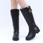 GLOBALWIN Women's Black Quilted Knee High Boots For Women Low Heel Comfortable Fashion Riding Boots Size 8.5M