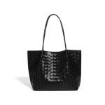 Waiyqju Women's Luxury Handmade Woven Tote Bag, Beach Bag Set, Elegant Age Reducing Travel Commuter Bag Set (1# Black)