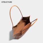 Waiyqju Women's Luxury Handmade Woven Tote Bag, Beach Bag Set, Elegant Age Reducing Travel Commuter Bag Set (1# Black)