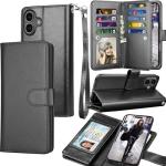 Tekcoo Wallet Case Compatible with iPhone 16 Plus (6.7 inch) 2024 Luxury ID Cash Credit Card Slots Holder Carrying Pouch Folio Flip PU Leather Cover [Detachable Magnetic Hard Case] with Strap [Black]