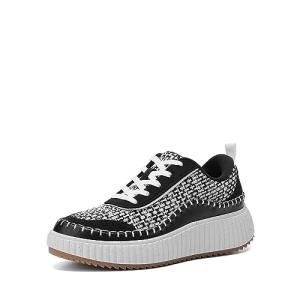 DREAM PAIRS Women Chunky City Tweed Comfortable Casual Platform Fashion Sneaker,Size 7.5,Black/White,SDFN2379W