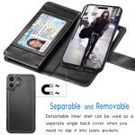 Tekcoo Wallet Case Compatible with iPhone 16 Plus (6.7 inch) 2024 Luxury ID Cash Credit Card Slots Holder Carrying Pouch Folio Flip PU Leather Cover [Detachable Magnetic Hard Case] with Strap [Black]