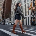 EQAUDES Platform Chunky Heel Knee High Boots Brown Fall Boots for Women 2025 Leather Square Toe Side Zipper