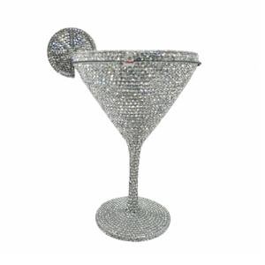 WuDiaoer Novelty Goblet Shape Rhinestone Evening Clutch Luxury Ladies Party Dinner Crystal Purses Cocktail Prom Handbags, Silver