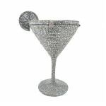 WuDiaoer Novelty Goblet Shape Rhinestone Evening Clutch Luxury Ladies Party Dinner Crystal Purses Cocktail Prom Handbags, Silver