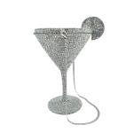WuDiaoer Novelty Goblet Shape Rhinestone Evening Clutch Luxury Ladies Party Dinner Crystal Purses Cocktail Prom Handbags, Silver