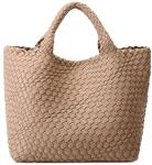Woven Bag for Women, Vegan Leather Tote Bag Large Summer Beach Travel Handbag and Purse Retro Handmade Shoulder Bag (Apricot1)