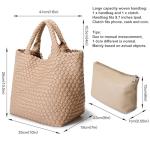 Woven Bag for Women, Vegan Leather Tote Bag Large Summer Beach Travel Handbag and Purse Retro Handmade Shoulder Bag (Apricot1)