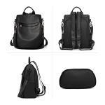 BROMEN Backpack Purse for Women Leather Anti Theft Travel Fashion Shoulder Bag Black
