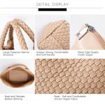 Woven Bag for Women, Vegan Leather Tote Bag Large Summer Beach Travel Handbag and Purse Retro Handmade Shoulder Bag (Apricot1)