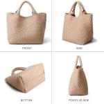 Woven Bag for Women, Vegan Leather Tote Bag Large Summer Beach Travel Handbag and Purse Retro Handmade Shoulder Bag (Apricot1)