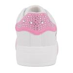 Juicy Couture Women's Rhinestone Logo Sneakers, Stylish Casual Shoes with Sparkling Detail, Comfortable Lace-Up Design-Aurelie-White Pink-8.5