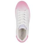 Juicy Couture Women's Rhinestone Logo Sneakers, Stylish Casual Shoes with Sparkling Detail, Comfortable Lace-Up Design-Aurelie-White Pink-8.5