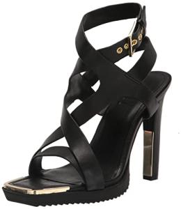 DKNY Women's Essential Open Toe Fashion Pump Heel Sandal Heeled, Black, 9.5