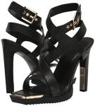 DKNY Women's Essential Open Toe Fashion Pump Heel Sandal Heeled, Black, 9.5