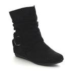 Beston Forever Selena-58 Women's Fashion Mid Calf Flat Heel Side Zipper Slouch Boots Black 6.5