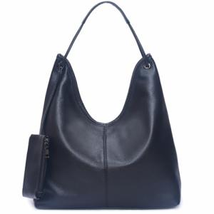Genuine Leather Purses for Women Black Hobo Shoulder Bag Slouchy Handbag for Shopping, Work, Shopping and Everyday Use
