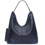 Genuine Leather Purses for Women Black Hobo Shoulder Bag Slouchy Handbag for Shopping, Work, Shopping and Everyday Use