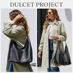 Genuine Leather Purses for Women Black Hobo Shoulder Bag Slouchy Handbag for Shopping, Work, Shopping and Everyday Use