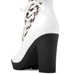 GLOBALWIN White Chunky Heels For Women Platform Heel Boots 10M