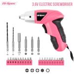 Hi-Spec 3.6V Pink Cordless Electric Screwdriver Set