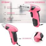Hi-Spec 3.6V Pink Cordless Electric Screwdriver Set