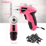 Hi-Spec 3.6V Pink Cordless Electric Screwdriver Set
