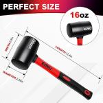 LOZAGU 16oz Rubber Mallet with Fiberglass Handle