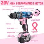 WORKPRO Pink 20V Cordless Drill Driver Set