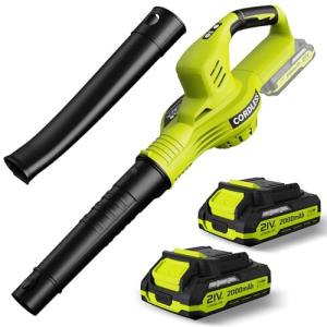 21V Cordless Leaf Blower with 2 Batteries