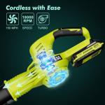21V Cordless Leaf Blower with 2 Batteries