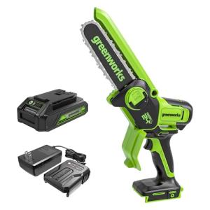 Greenworks 24V Cordless Mini Chainsaw with Battery