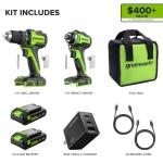 Greenworks 24V Cordless Drill and Impact Driver Combo