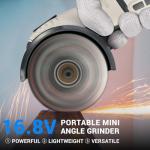 Cordless Portable Angle Grinder with Batteries and Discs