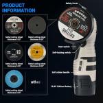 Cordless Portable Angle Grinder with Batteries and Discs